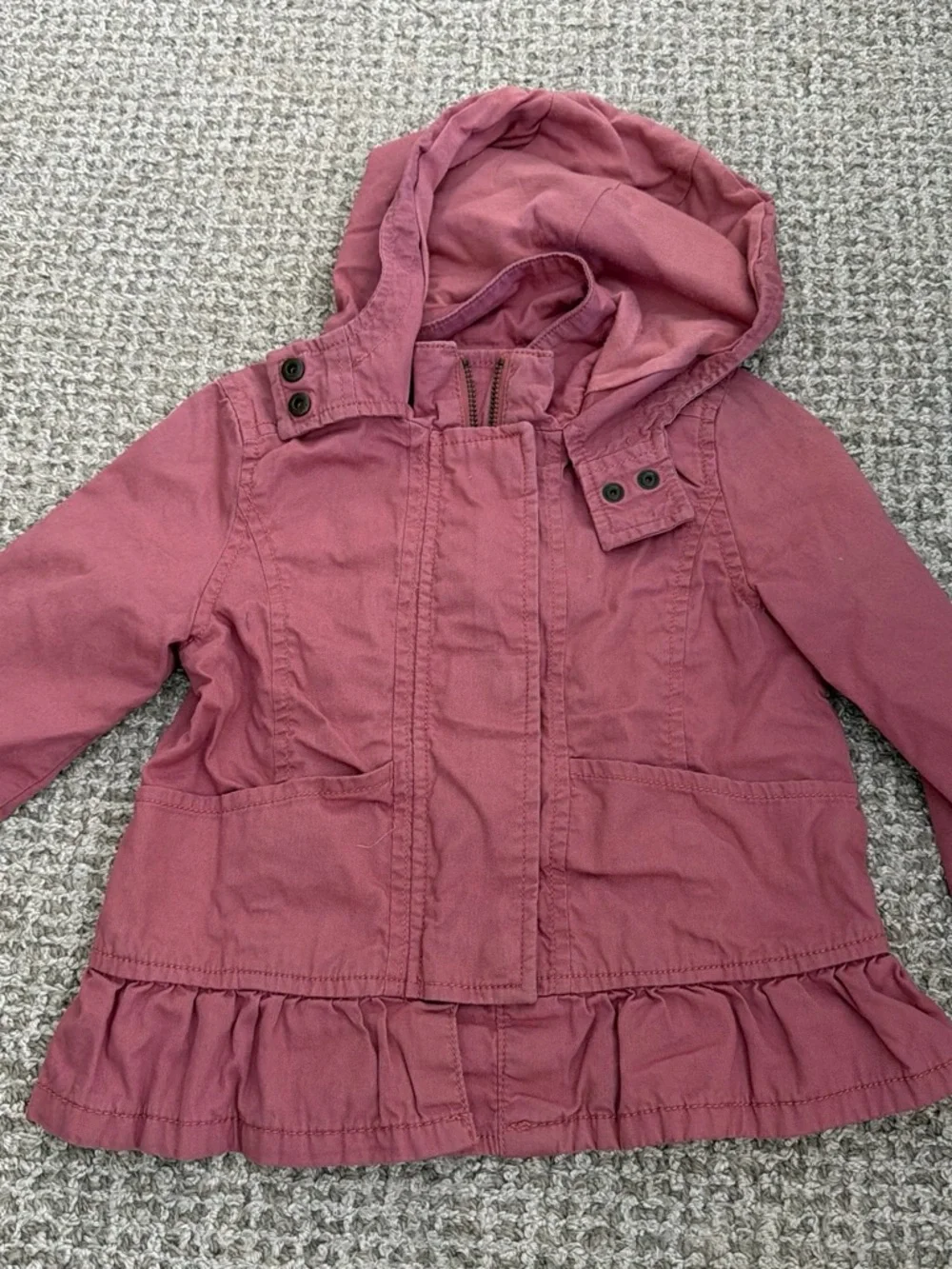 Old Navy Dusty Rose Hooded Ruffle-Hem Jacket
